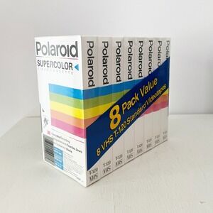 Polaroid VHS Tapes Multi-Color 8 Pack Supercolor T-120 Blank Sealed 1990s